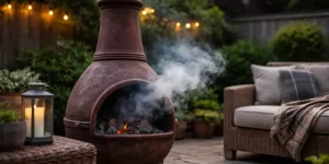 Chimenea Smoking Back Into The Patio