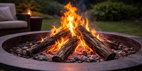 A Warm Fire Pit Burning Bright At Night